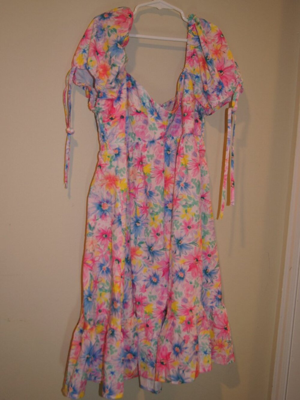 Floral Smocked Puff‑Sleeve Dress for Teenage Girls